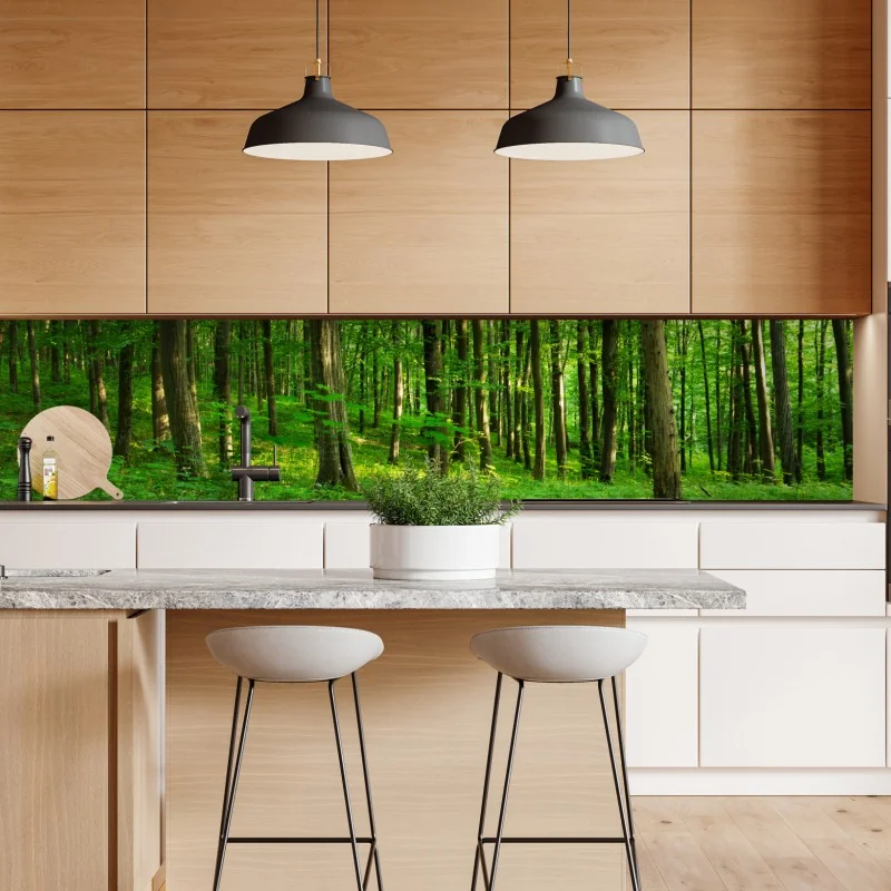 Naklejka repozycjonowalna słoneczny zielony las wiosną – Wallissimo® Naklejka repozycjonowalna słoneczny zielony las wiosną – Wallissimo®