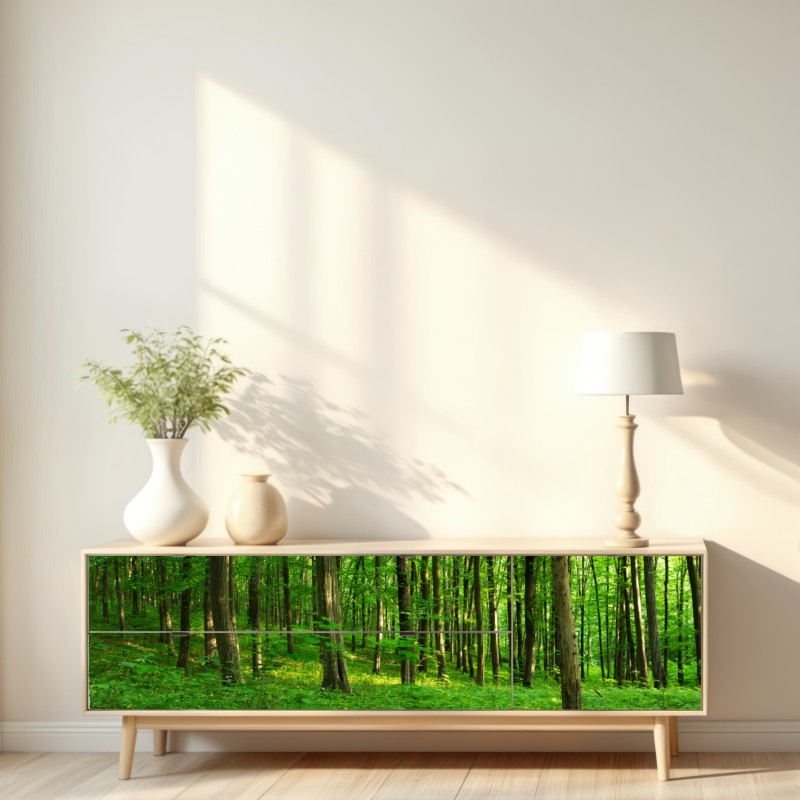 Naklejka repozycjonowalna słoneczny zielony las wiosną – Wallissimo® Naklejka repozycjonowalna słoneczny zielony las wiosną – Wallissimo®