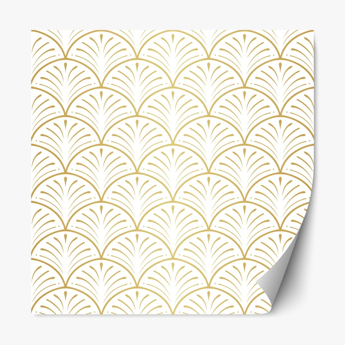 Naklejka repozycjonowalna złoty wzór art deco w stylu wachlarza – Wallissimo® Naklejka repozycjonowalna złoty wzór art deco w stylu wachlarza – Wallissimo®