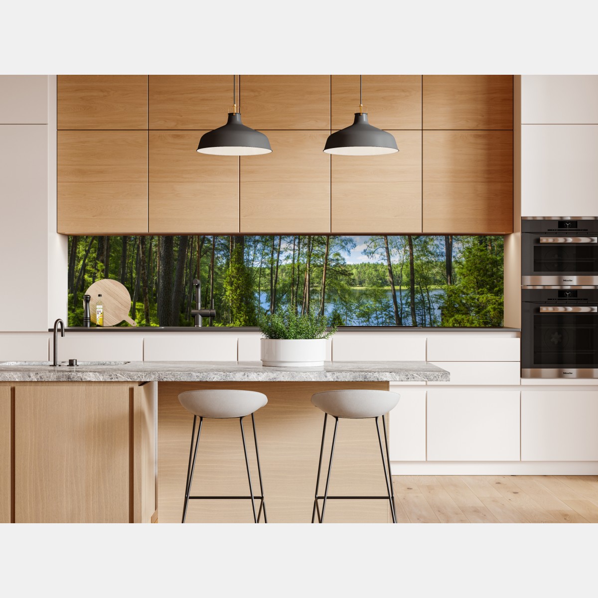 Naklejka repozycjonowalna spokojny las sosnowy nad jeziorem – Wallissimo® Naklejka repozycjonowalna spokojny las sosnowy nad jeziorem – Wallissimo®