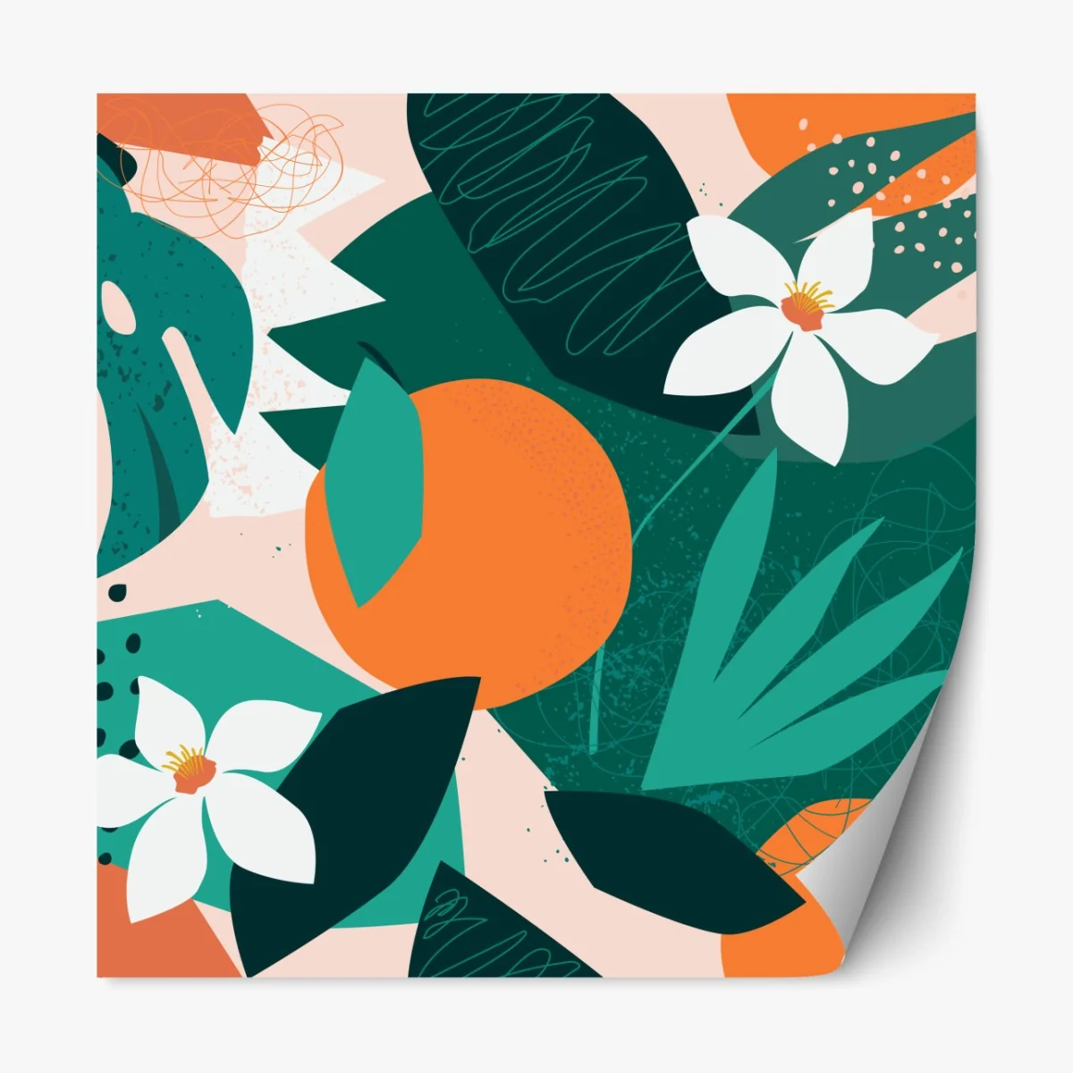 Naklejka repozycjonowalna tropikalne liście i cytrusowa ilustracja – Wallissimo® Naklejka repozycjonowalna tropikalne liście i cytrusowa ilustracja – Wallissimo®