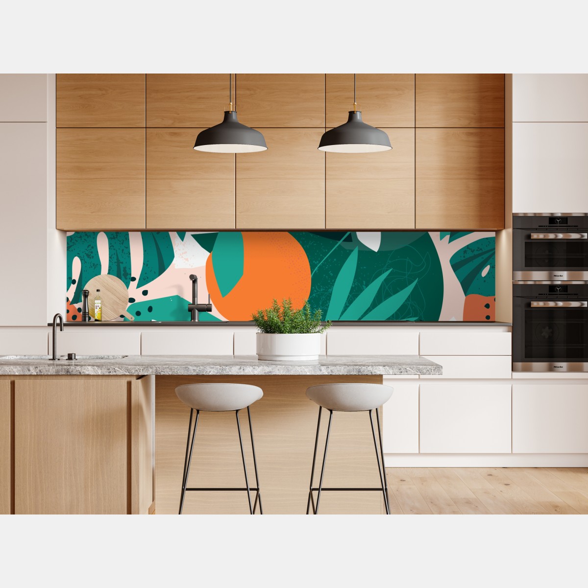 Naklejka repozycjonowalna tropikalne liście i cytrusowa ilustracja – Wallissimo® Naklejka repozycjonowalna tropikalne liście i cytrusowa ilustracja – Wallissimo®