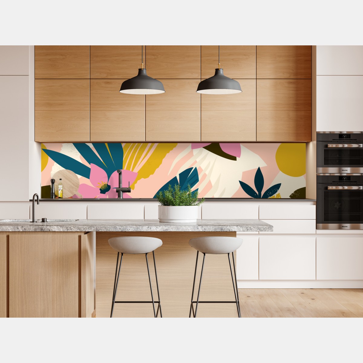 Naklejka repozycjonowalna tropikalna abstrakcyjna grafika kwiatowa – Wallissimo® Naklejka repozycjonowalna tropikalna abstrakcyjna grafika kwiatowa – Wallissimo®