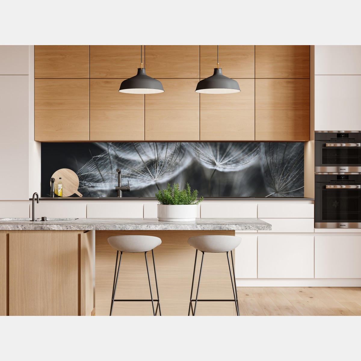 Naklejka repozycjonowalna delikatne nasiona mniszka w monochromie – Wallissimo® Naklejka repozycjonowalna delikatne nasiona mniszka w monochromie – Wallissimo®