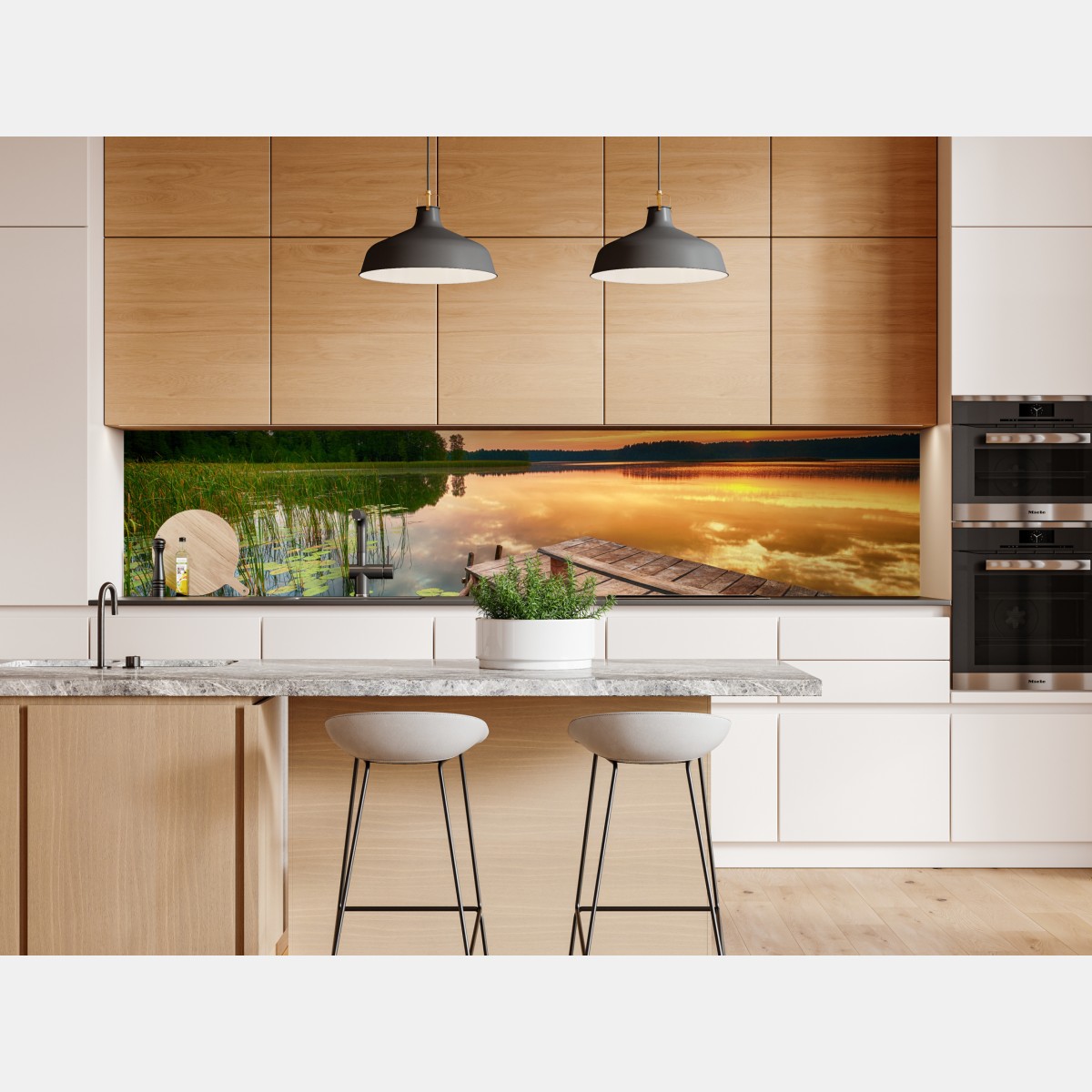 Naklejka repozycjonowalna złoty wschód słońca nad spokojnym jeziorem – Wallissimo® Naklejka repozycjonowalna złoty wschód słońca nad spokojnym jeziorem – Wallissimo®