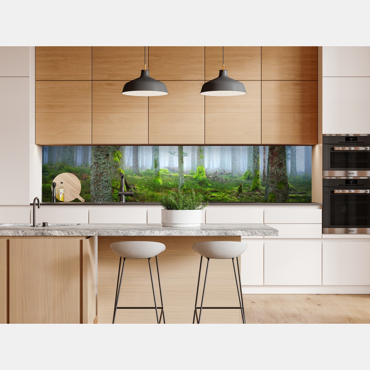 Naklejka repozycjonowalna mglisty las sosnowy z Alzacji – Wallissimo® Naklejka repozycjonowalna mglisty las sosnowy z Alzacji – Wallissimo®