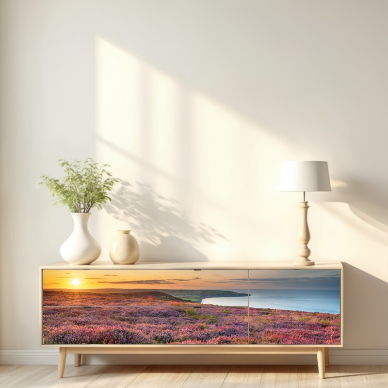 Naklejka repozycjonowalna zachód słońca nad wrzosowiskiem na North York Moors – Wallissimo® Naklejka repozycjonowalna zachód słońca nad wrzosowiskiem na North York Moors – Wallissimo®