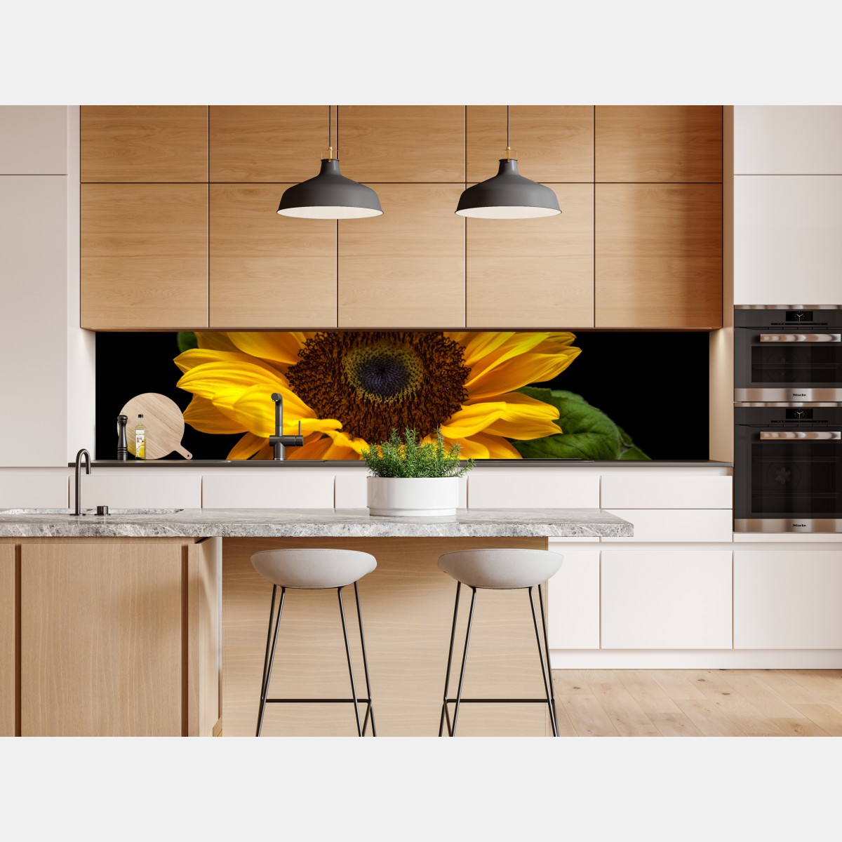 Naklejka repozycjonowalna żywy słonecznik na czarnym tle – Wallissimo® Naklejka repozycjonowalna żywy słonecznik na czarnym tle – Wallissimo®