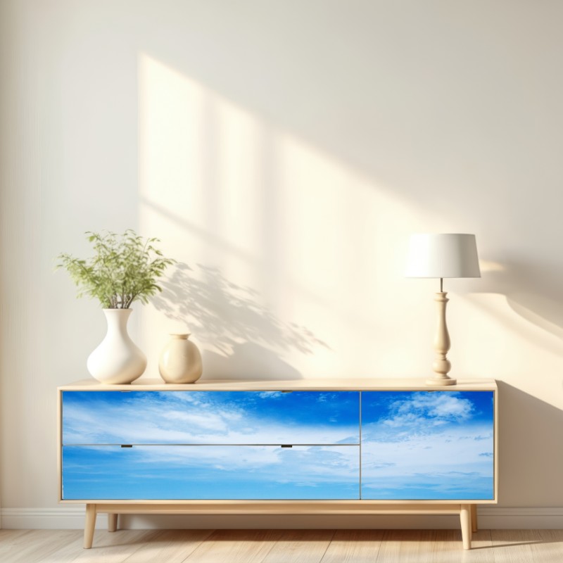 Naklejka repozycjonowalna zielona łąka pod błękitnym niebem – Wallissimo® Naklejka repozycjonowalna zielona łąka pod błękitnym niebem – Wallissimo®