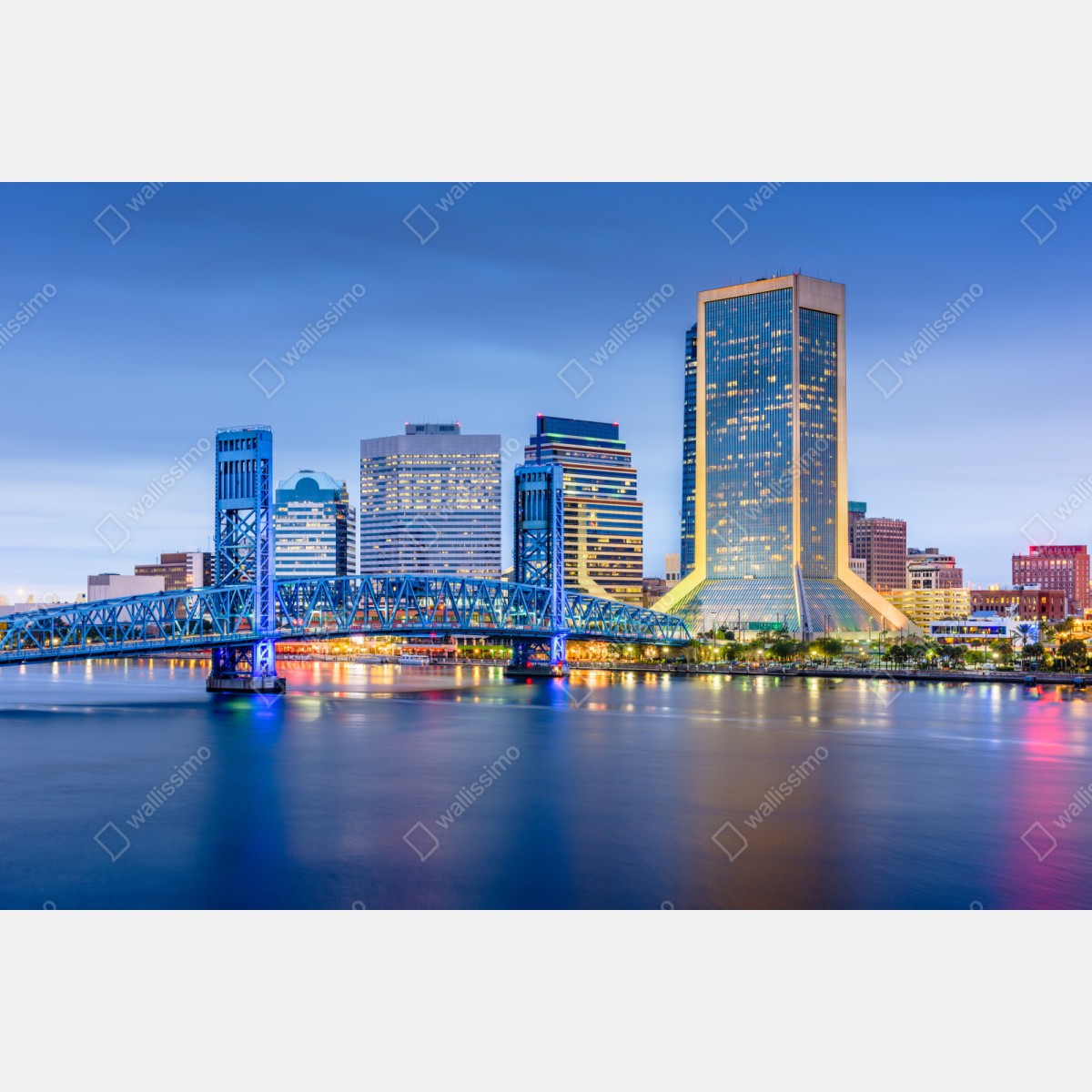 Naklejka repozycjonowalna Jacksonville panorama miasta o zmierzchu – Wallissimo® Naklejka repozycjonowalna Jacksonville panorama miasta o zmierzchu – Wallissimo®