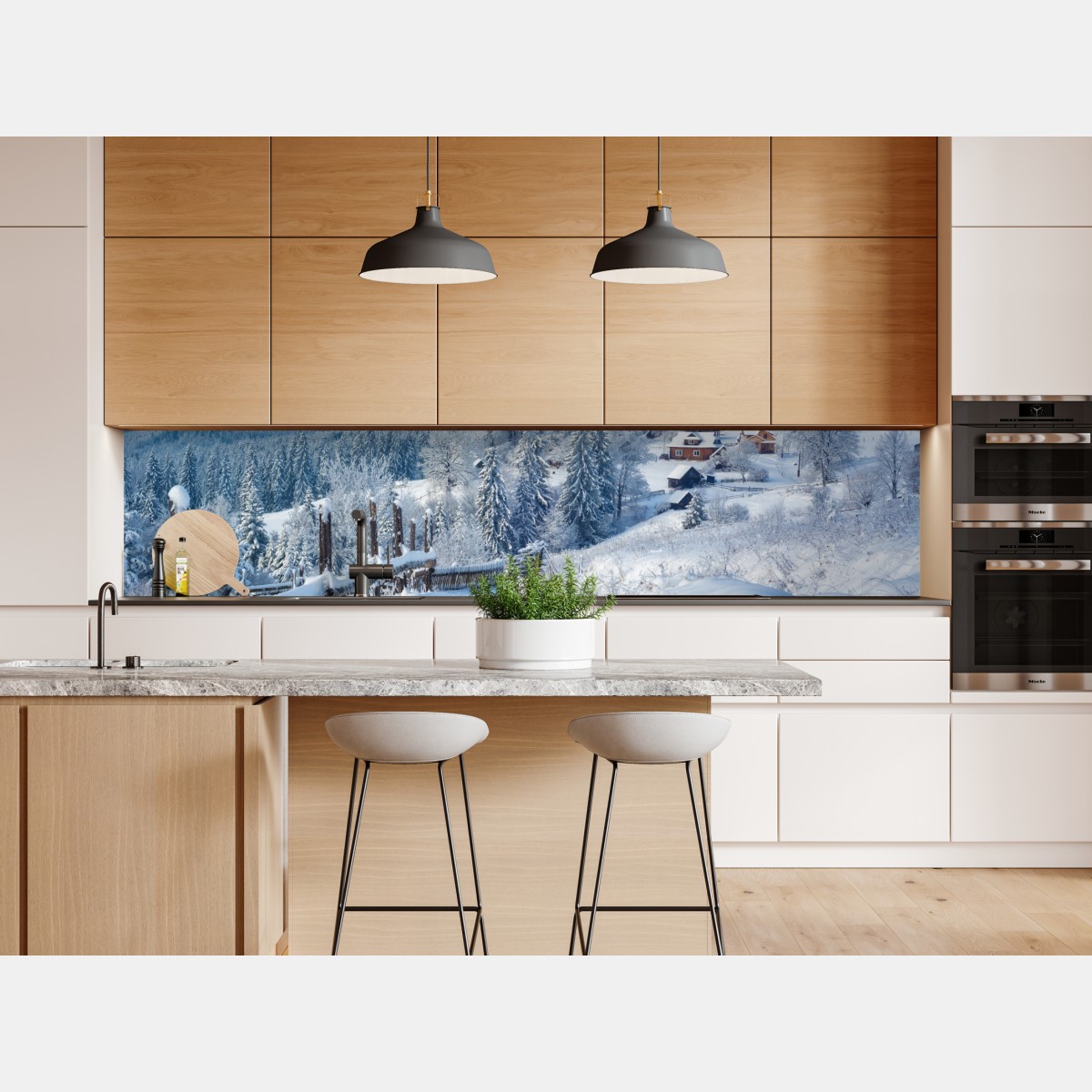 Naklejka repozycjonowalna zimowa ścieżka do alpejskiej wioski – Wallissimo® Naklejka repozycjonowalna zimowa ścieżka do alpejskiej wioski – Wallissimo®