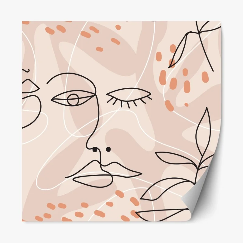 Naklejka repozycjonowalna pastelowe szkice twarzy