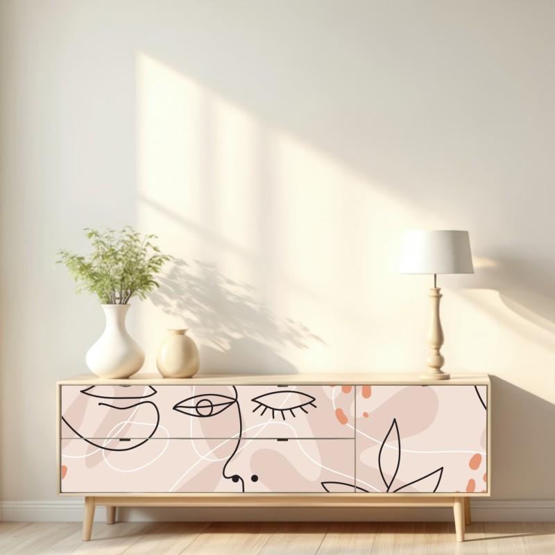 Naklejka repozycjonowalna pastelowe szkice twarzy – Wallissimo® Naklejka repozycjonowalna pastelowe szkice twarzy – Wallissimo®