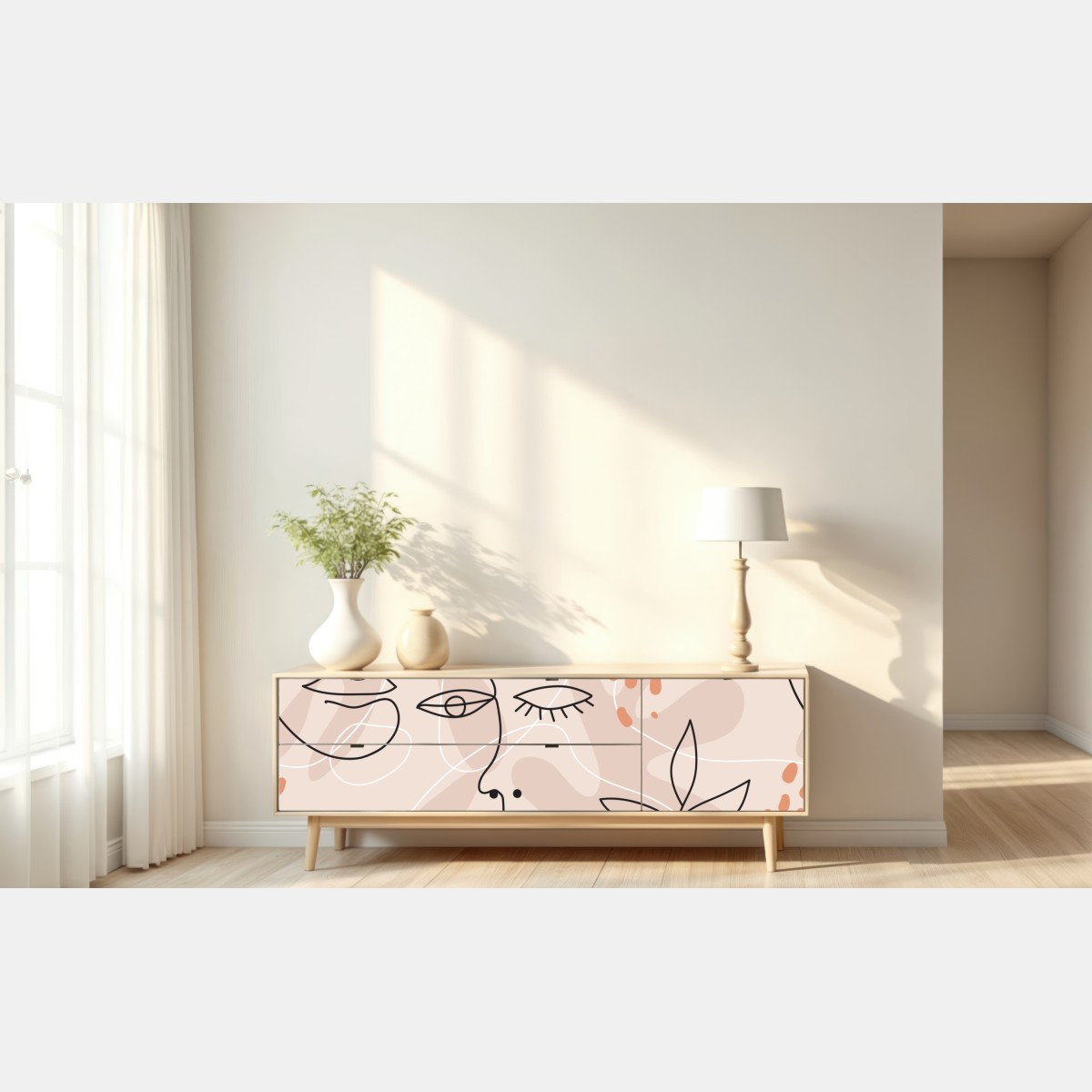 Naklejka repozycjonowalna pastelowe szkice twarzy – Wallissimo® Naklejka repozycjonowalna pastelowe szkice twarzy – Wallissimo®