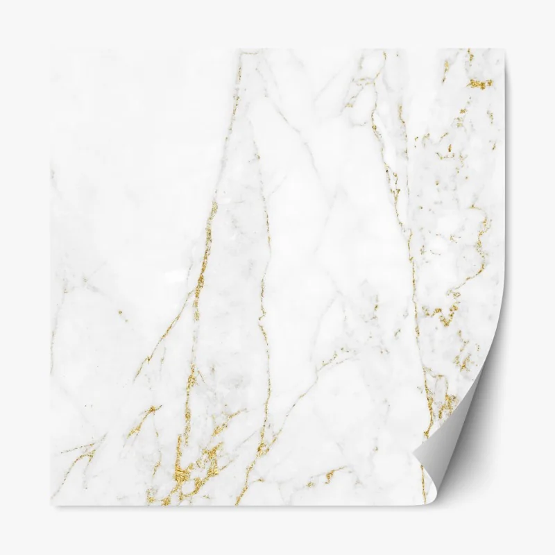 Naklejka repozycjonowalna biały marmur ze złotymi żyłkami