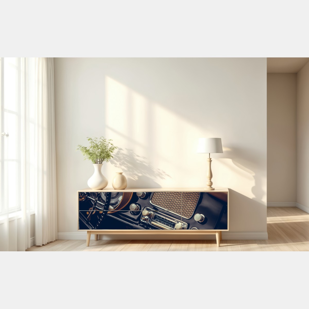 Naklejka repozycjonowalna zabytkowa deska rozdzielcza samochodu – Wallissimo® Naklejka repozycjonowalna zabytkowa deska rozdzielcza samochodu – Wallissimo®