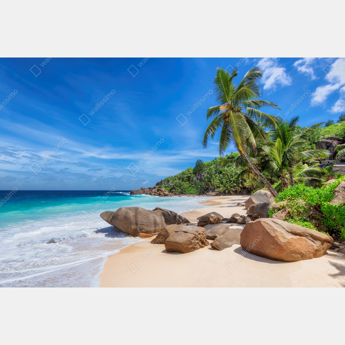 Naklejka repozycjonowalna tropikalna plaża z palmami – Wallissimo® Naklejka repozycjonowalna tropikalna plaża z palmami – Wallissimo®