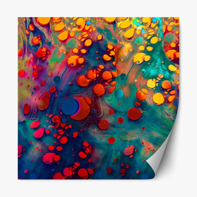 Naklejka repozycjonowalna żywe turkusowo-pomarańczowe marmurkowe dzieło