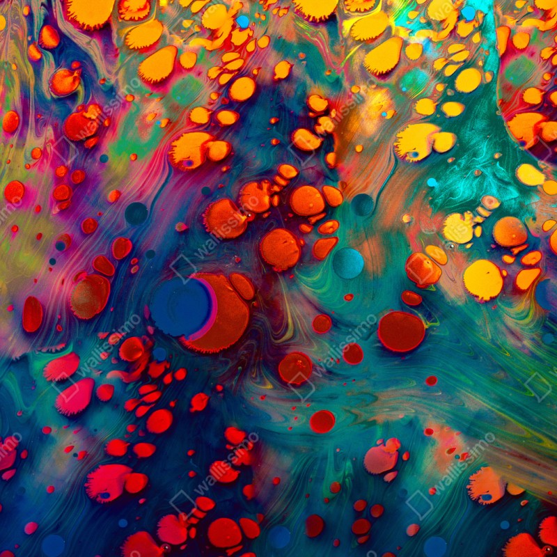 Naklejka repozycjonowalna żywe turkusowo-pomarańczowe marmurkowe dzieło – Wallissimo® Naklejka repozycjonowalna żywe turkusowo-pomarańczowe marmurkowe dzieło – Wallissimo®