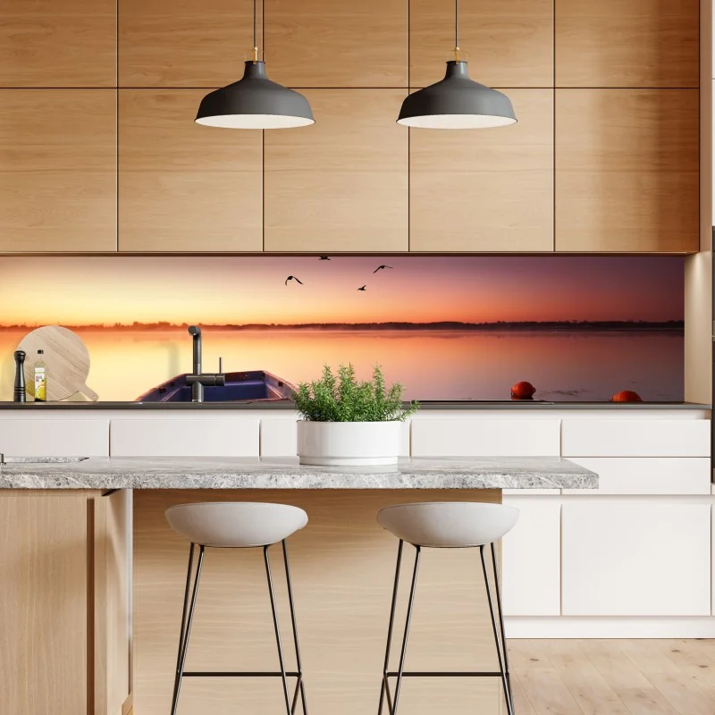 Naklejka repozycjonowalna słoneczna Santorini nadmorska wioska – Wallissimo®