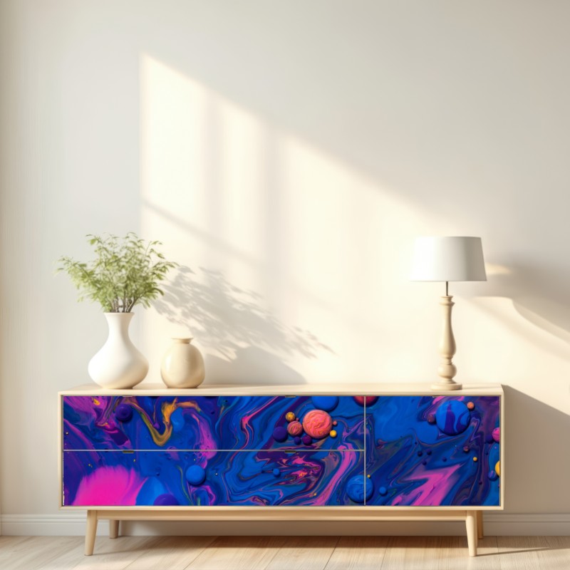 Naklejka repozycjonowalna żywe kosmiczne wiry farby – Wallissimo® Naklejka repozycjonowalna żywe kosmiczne wiry farby – Wallissimo®