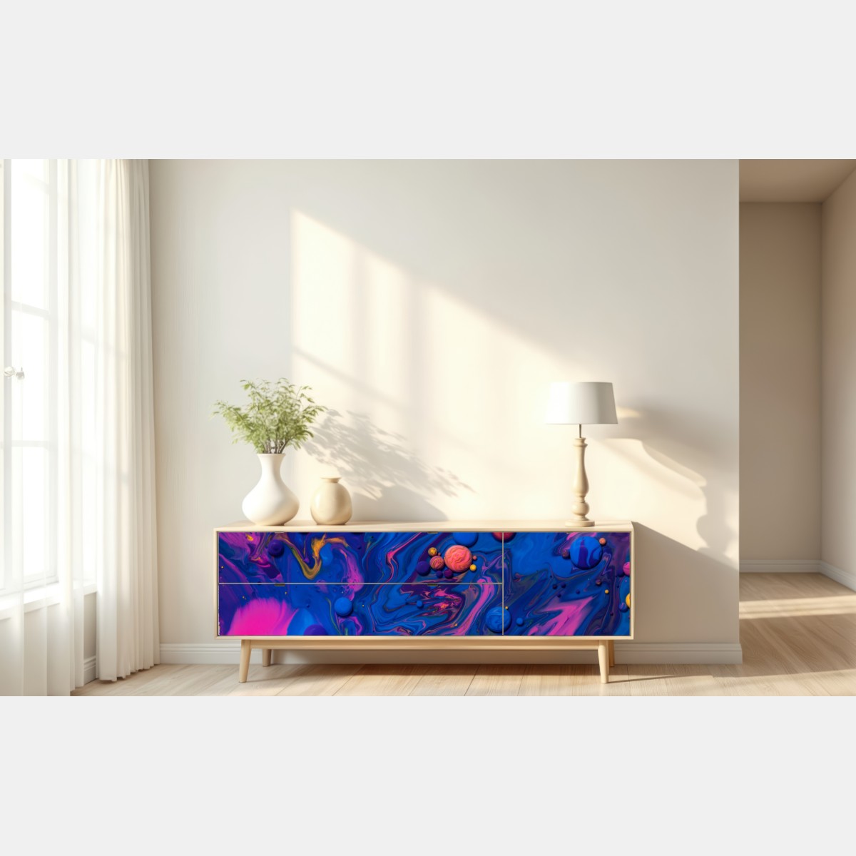 Naklejka repozycjonowalna żywe kosmiczne wiry farby – Wallissimo® Naklejka repozycjonowalna żywe kosmiczne wiry farby – Wallissimo®