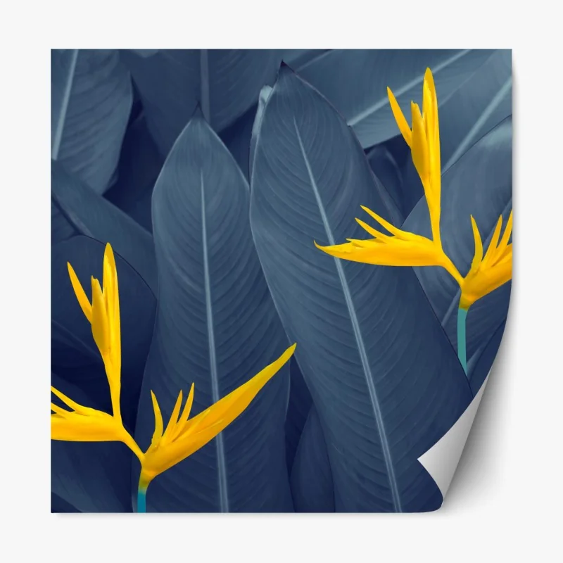 Naklejka repozycjonowalna pastelowy wzór liści miłorzębu ze złotymi akcentami – Wallissimo®