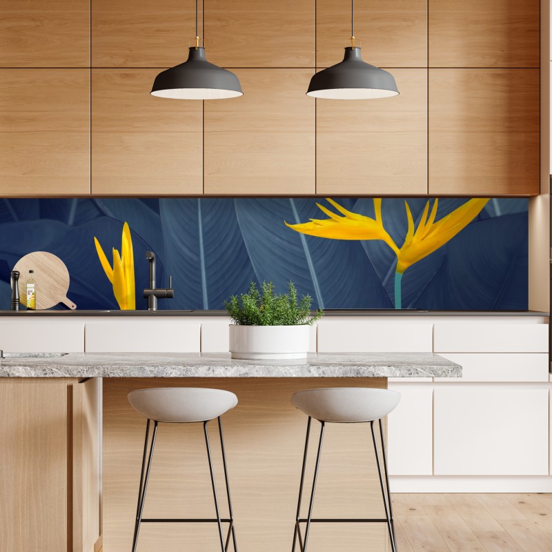 Naklejka repozycjonowalna pastelowy wzór liści miłorzębu ze złotymi akcentami – Wallissimo®