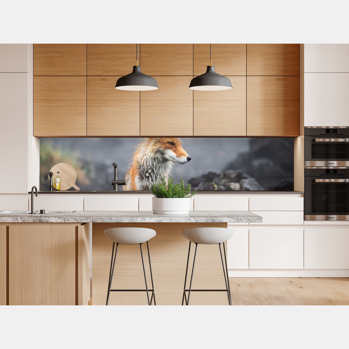 Naklejka repozycjonowalna rudy lis w mglistym krajobrazie – Wallissimo® Naklejka repozycjonowalna rudy lis w mglistym krajobrazie – Wallissimo®