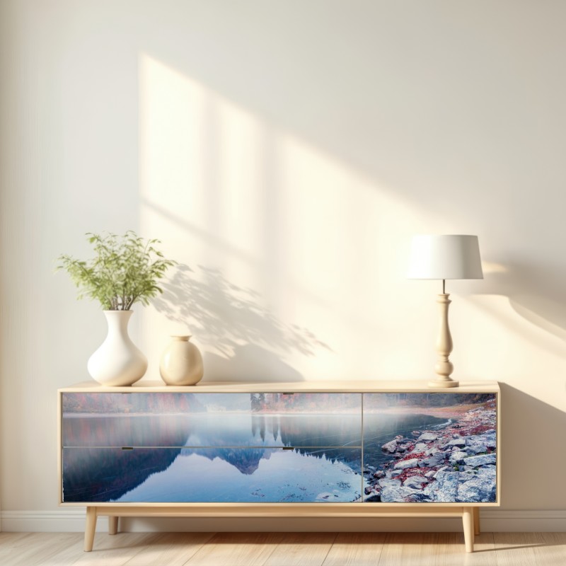 Naklejka repozycjonowalna mglisty jesienny poranek nad Obersee, Alpy Szwajcarskie – Wallissimo® Naklejka repozycjonowalna mglisty jesienny poranek nad Obersee, Alpy Szwajcarskie – Wallissimo®