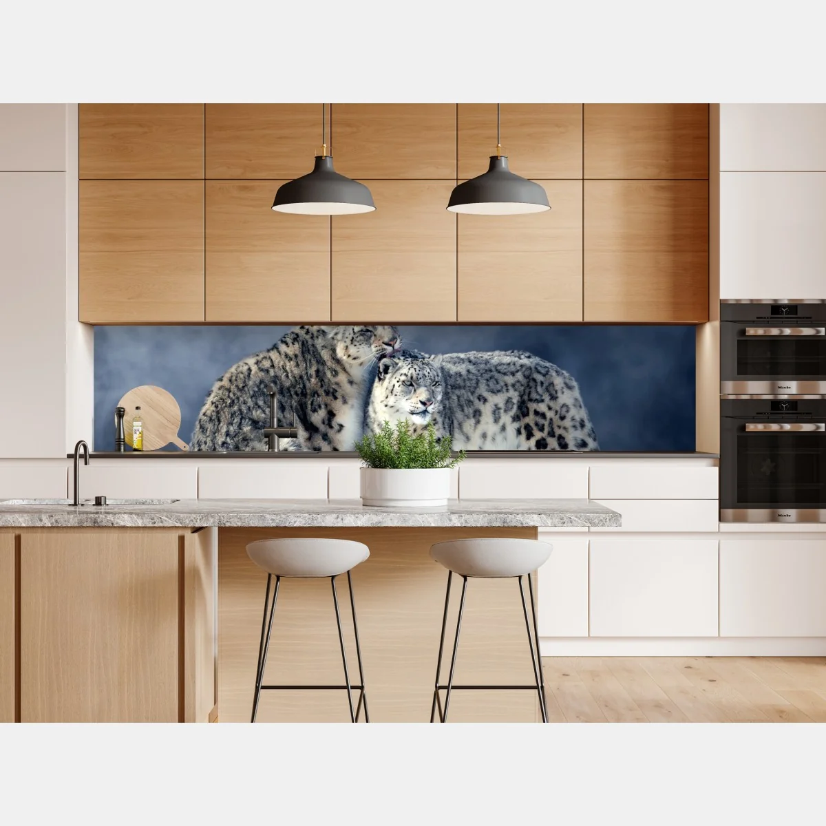 Naklejka repozycjonowalna majestatyczne pantery śnieżne w zimie – Wallissimo® Naklejka repozycjonowalna majestatyczne pantery śnieżne w zimie – Wallissimo®