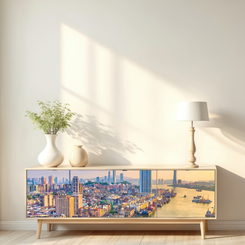 Naklejka repozycjonowalna Macao panorama miasta o zachodzie słońca – Wallissimo® Naklejka repozycjonowalna Macao panorama miasta o zachodzie słońca – Wallissimo®