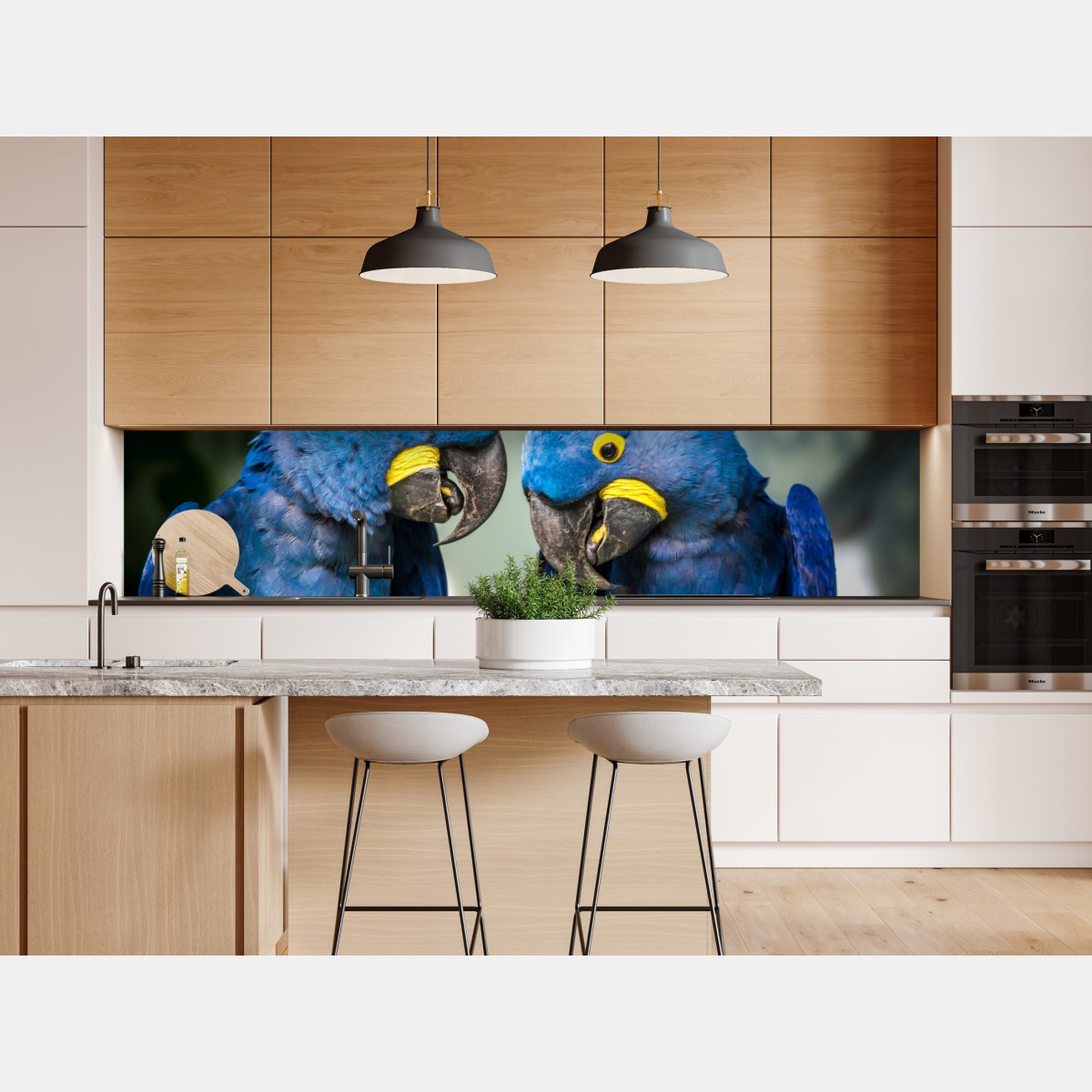 Naklejka repozycjonowalna para niebieskich ary - portret z bliska – Wallissimo® Naklejka repozycjonowalna para niebieskich ary - portret z bliska – Wallissimo®