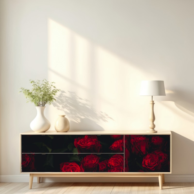 Naklejka repozycjonowalna bukiet czerwonych róż – Wallissimo® Naklejka repozycjonowalna bukiet czerwonych róż – Wallissimo®