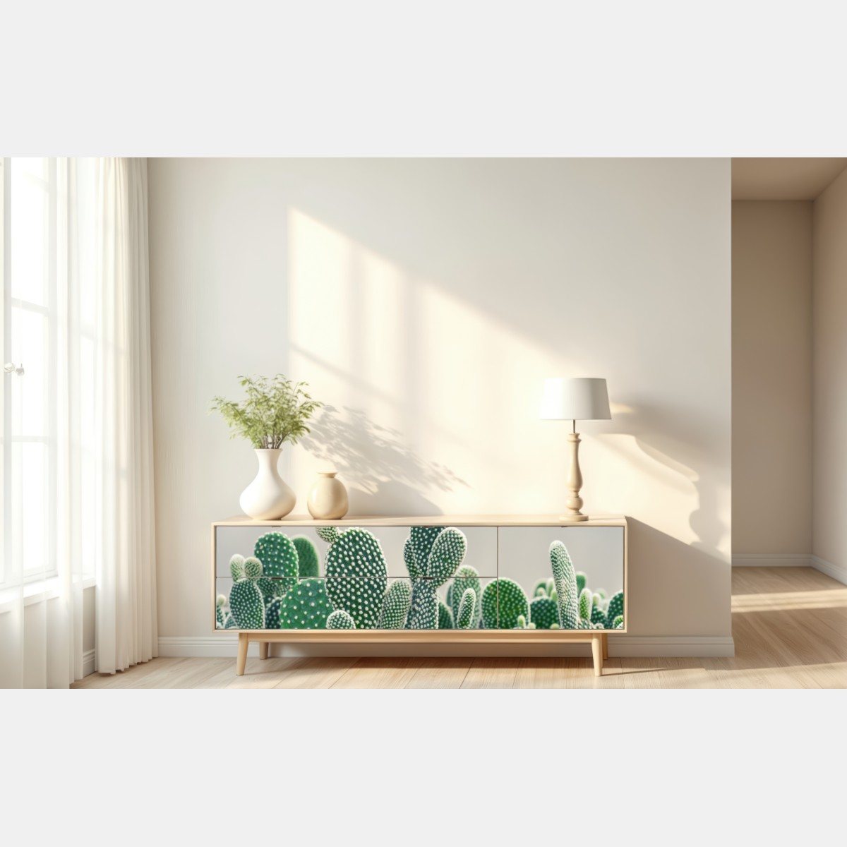 Naklejka repozycjonowalna zbliżenie kaktusa opuncji – Wallissimo® Naklejka repozycjonowalna zbliżenie kaktusa opuncji – Wallissimo®