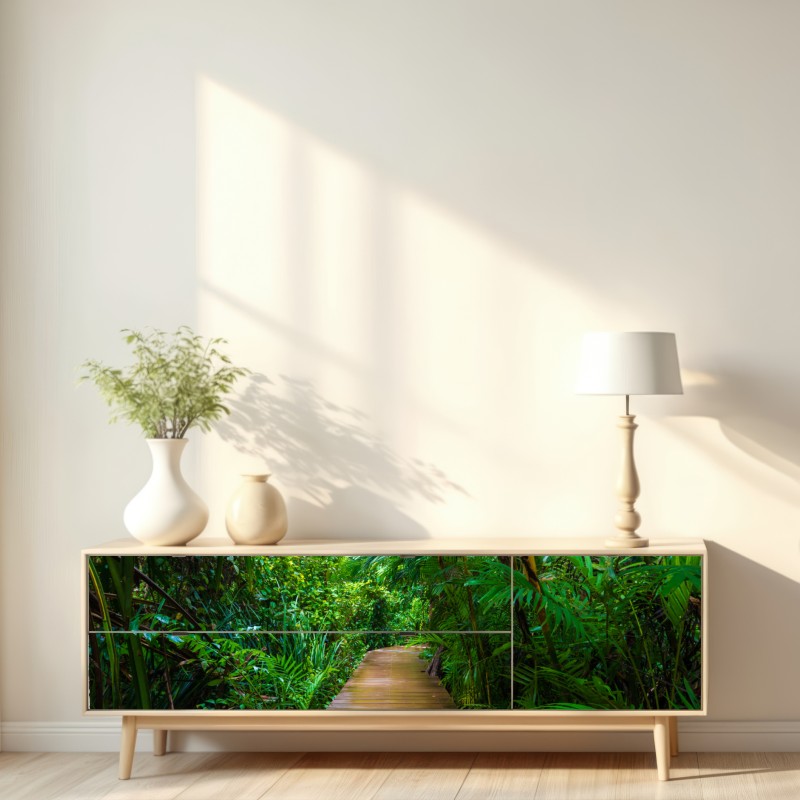 Naklejka repozycjonowalna mangrowa kładka w bujnej zielonej dżungli – Wallissimo® Naklejka repozycjonowalna mangrowa kładka w bujnej zielonej dżungli – Wallissimo®