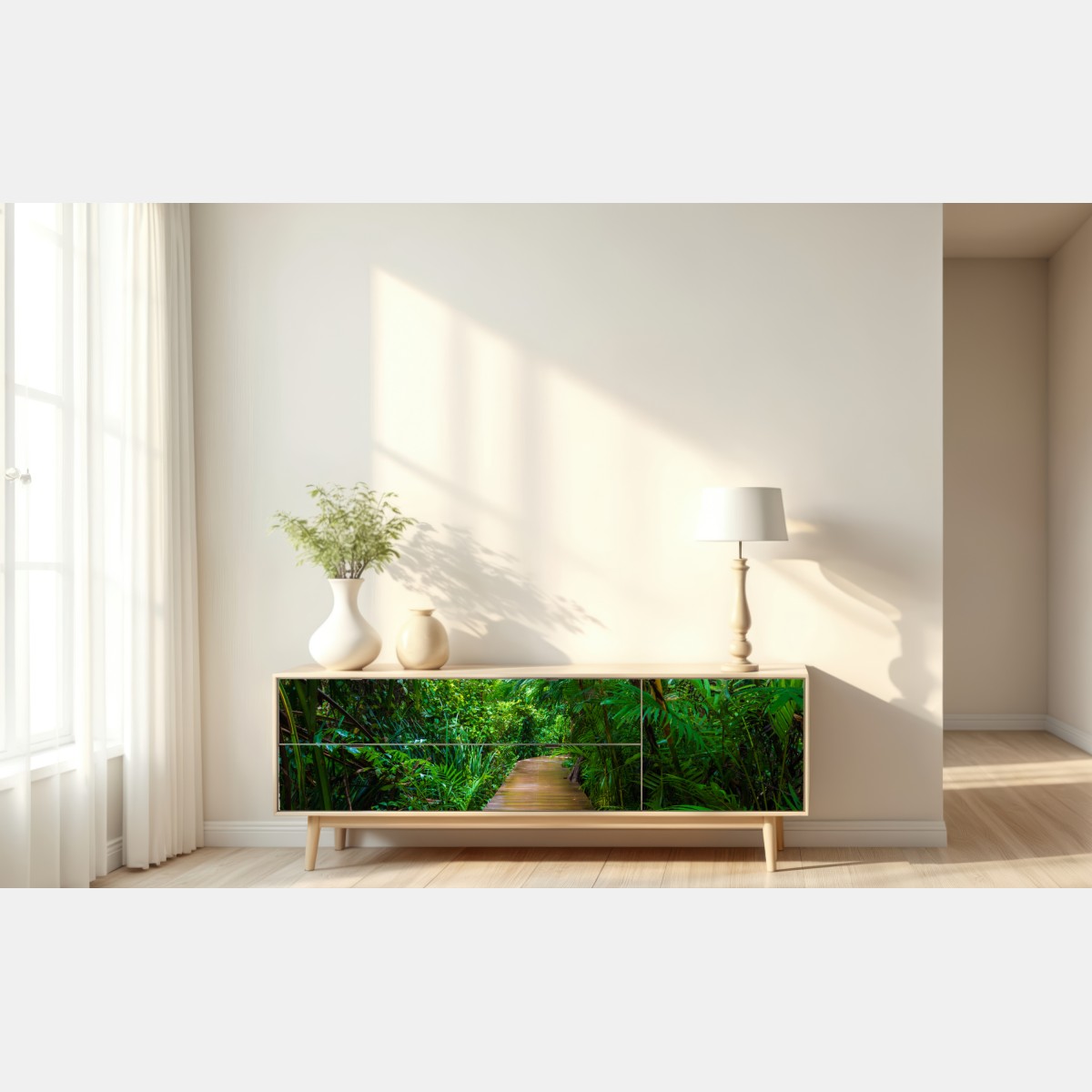 Naklejka repozycjonowalna mangrowa kładka w bujnej zielonej dżungli – Wallissimo® Naklejka repozycjonowalna mangrowa kładka w bujnej zielonej dżungli – Wallissimo®