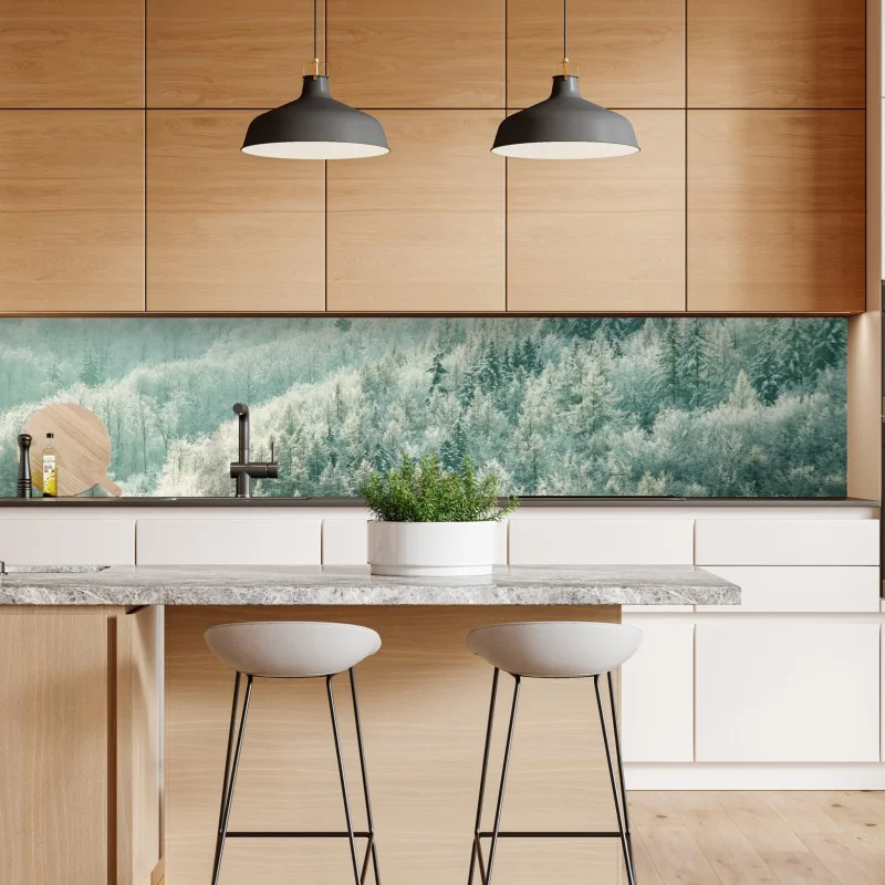 Naklejka repozycjonowalna mglisty szronowy las – Wallissimo® Naklejka repozycjonowalna mglisty szronowy las – Wallissimo®