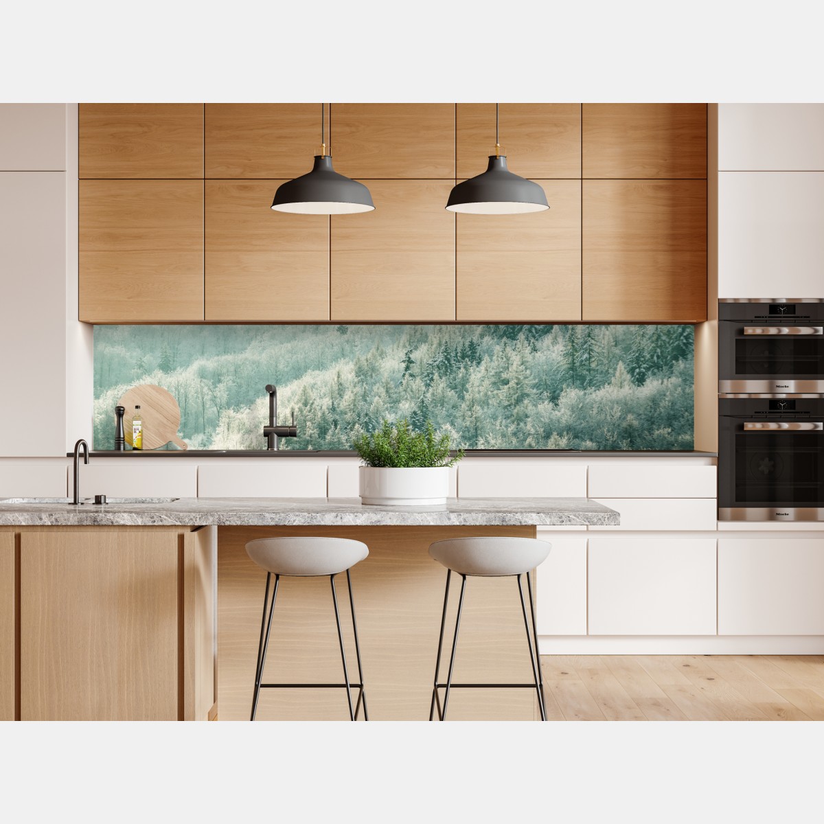 Naklejka repozycjonowalna mglisty szronowy las – Wallissimo® Naklejka repozycjonowalna mglisty szronowy las – Wallissimo®