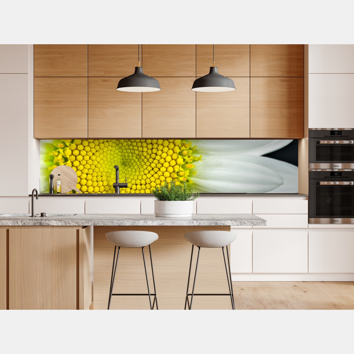 Naklejka repozycjonowalna makro stokrotki w spiralnym wzorze – Wallissimo® Naklejka repozycjonowalna makro stokrotki w spiralnym wzorze – Wallissimo®