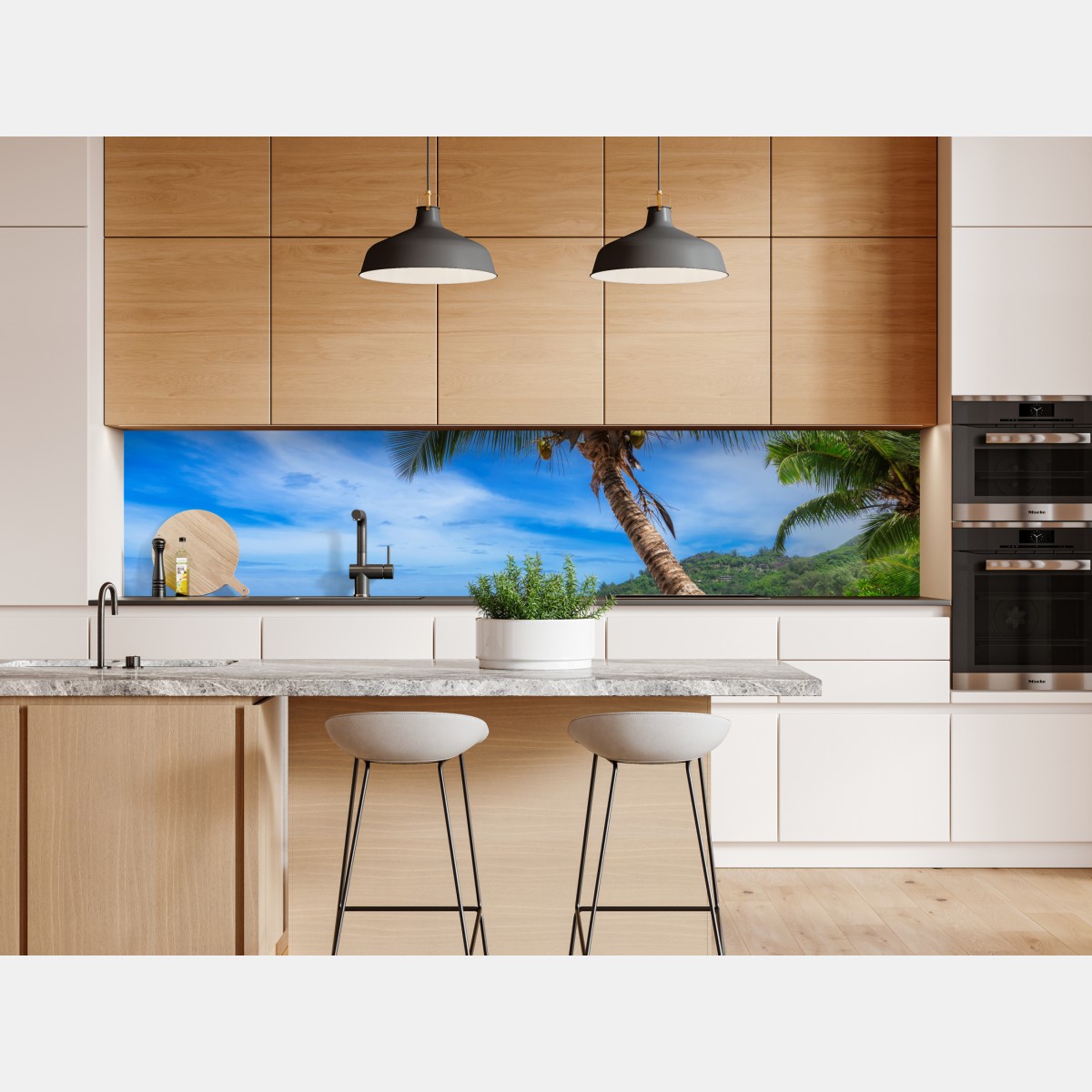 Naklejka repozycjonowalna tropikalna plaża z palmą – Wallissimo® Naklejka repozycjonowalna tropikalna plaża z palmą – Wallissimo®