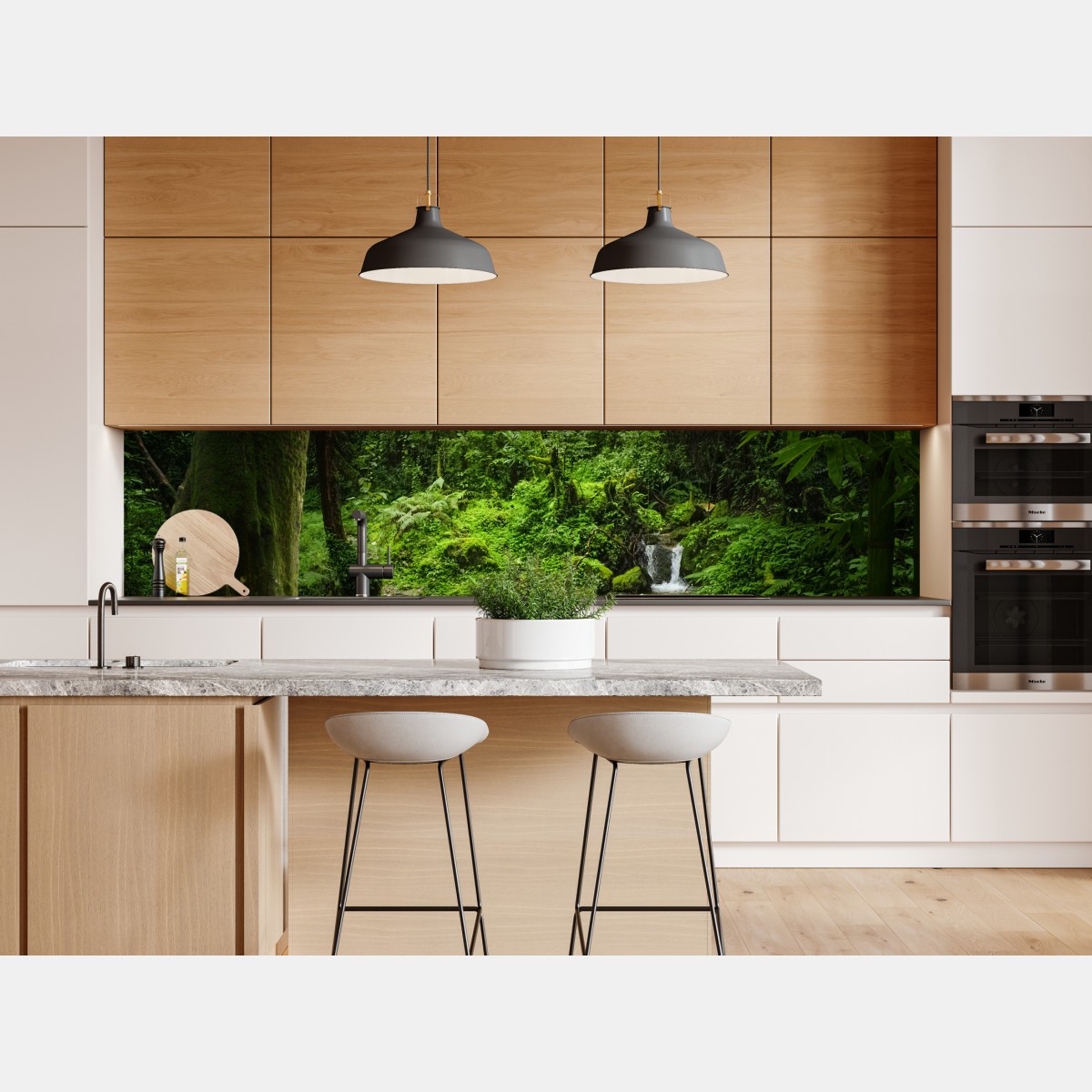 Naklejka repozycjonowalna bujny zielony leśny wodospad – Wallissimo® Naklejka repozycjonowalna bujny zielony leśny wodospad – Wallissimo®