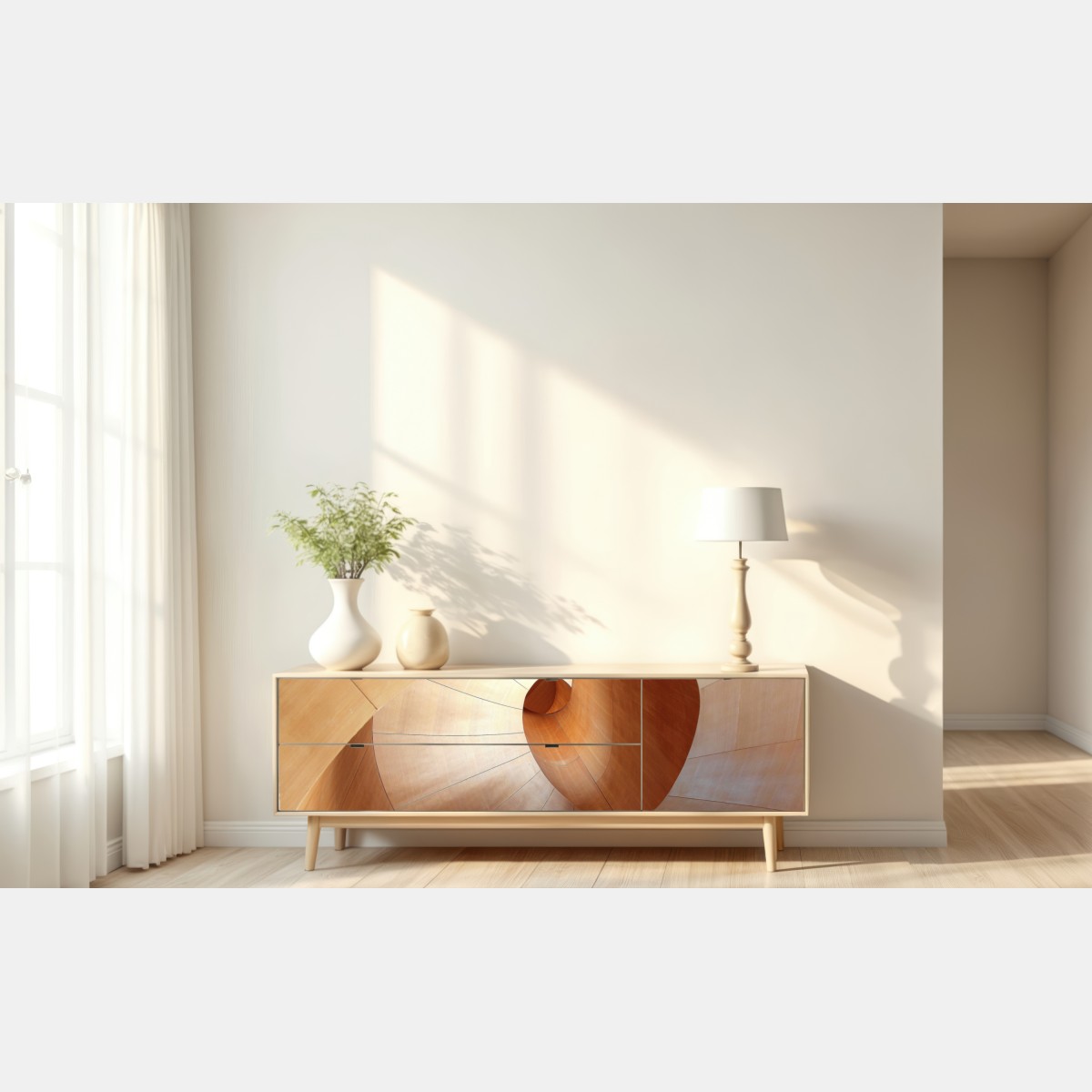 Naklejka repozycjonowalna ciepła drewniana spirala – Wallissimo® Naklejka repozycjonowalna ciepła drewniana spirala – Wallissimo®