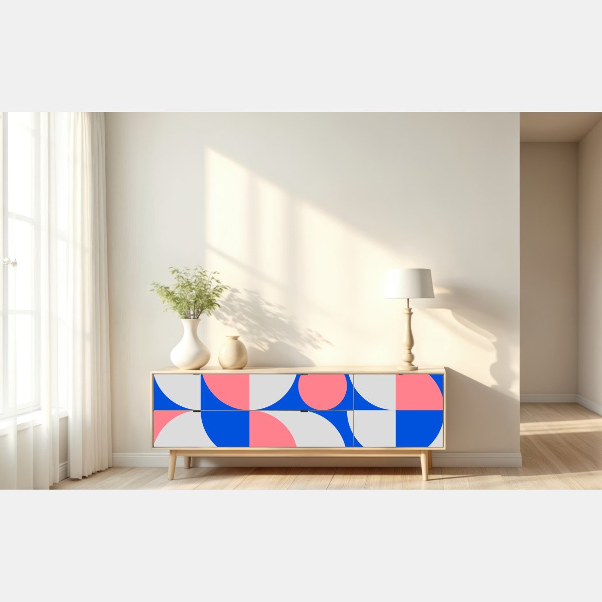 Naklejka repozycjonowalna skandynawska kompozycja geometryczna – Wallissimo® Naklejka repozycjonowalna skandynawska kompozycja geometryczna – Wallissimo®