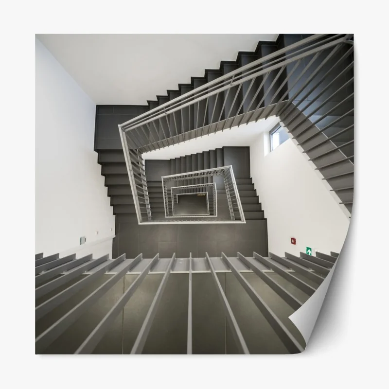 Naklejka repozycjonowalna geometryczna klatka schodowa w perspektywie