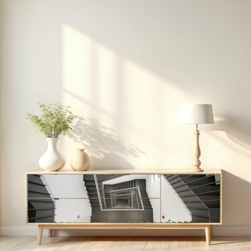 Naklejka repozycjonowalna geometryczna klatka schodowa w perspektywie – Wallissimo® Naklejka repozycjonowalna geometryczna klatka schodowa w perspektywie – Wallissimo®