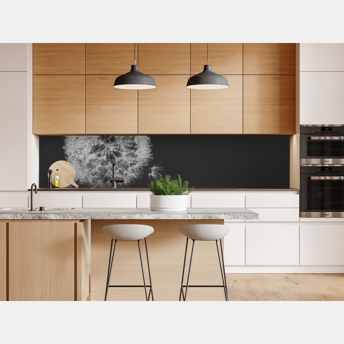 Naklejka repozycjonowalna delikatny dmuchawiec w monochromie – Wallissimo® Naklejka repozycjonowalna delikatny dmuchawiec w monochromie – Wallissimo®