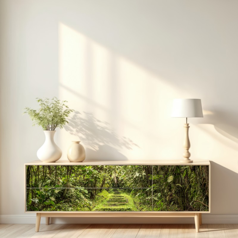 Naklejka repozycjonowalna ścieżka przez bujną dżunglę – Wallissimo® Naklejka repozycjonowalna ścieżka przez bujną dżunglę – Wallissimo®