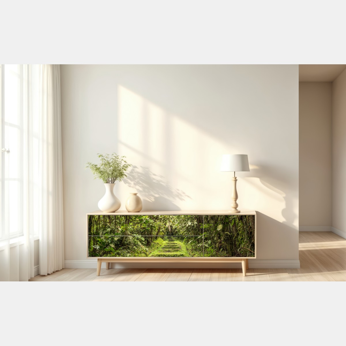 Naklejka repozycjonowalna ścieżka przez bujną dżunglę – Wallissimo® Naklejka repozycjonowalna ścieżka przez bujną dżunglę – Wallissimo®