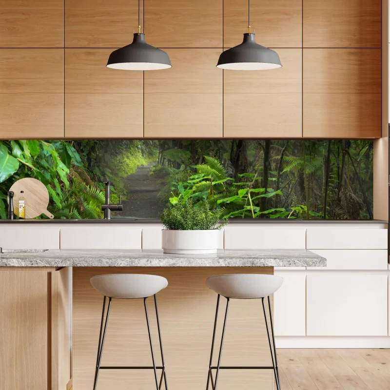 Naklejka repozycjonowalna słoneczny drewniany most nad spokojnym jeziorem – Wallissimo®